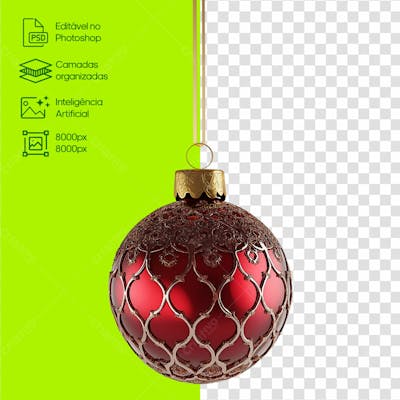 Bola De Natal Vermelha Com Relevo Decorativo