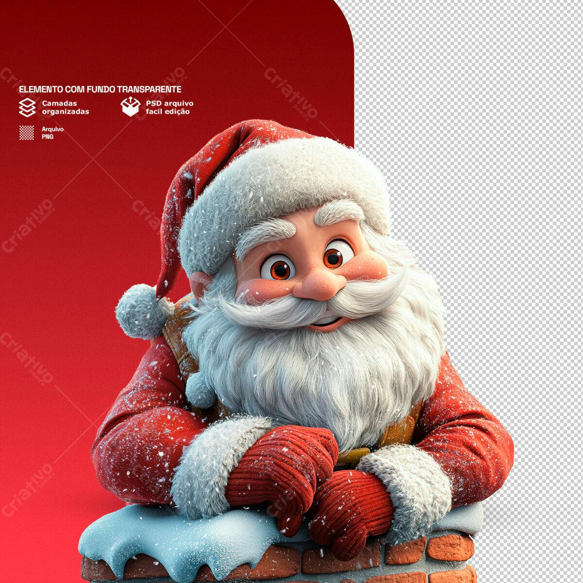 Elemento Natalino Papai Noel PSD Editável