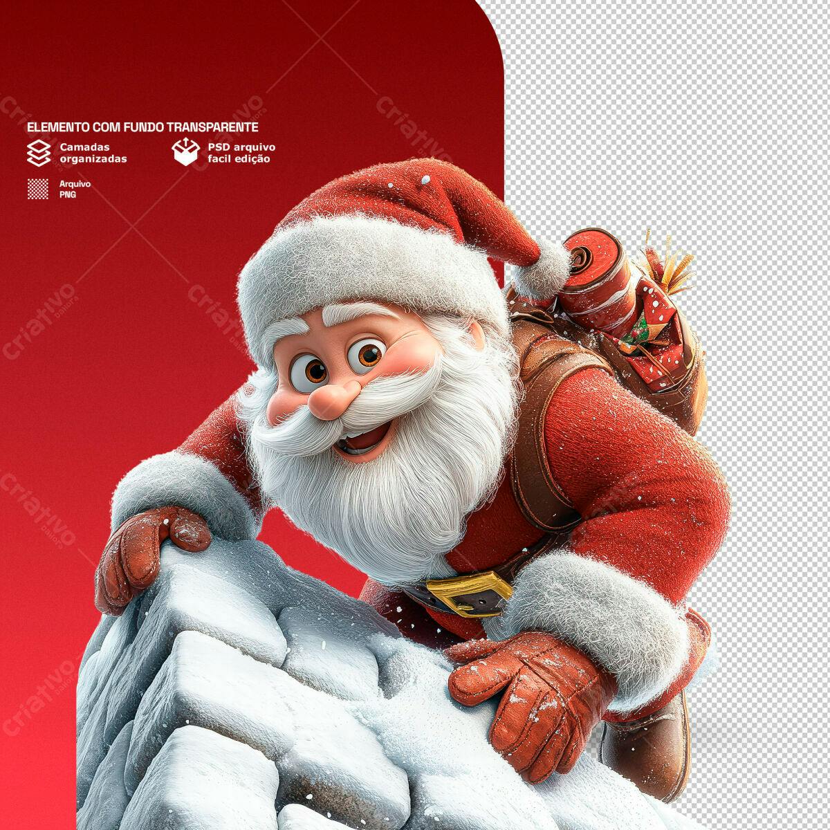 Elemento Natalino Papai Noel PSD Editável
