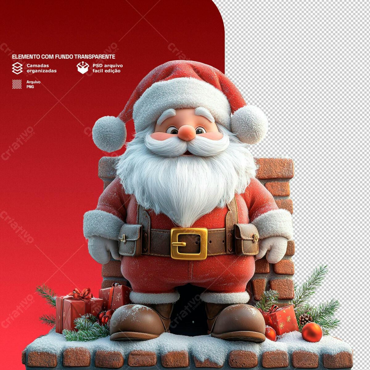 Ilustração Papai Noel Natal PSD Editável