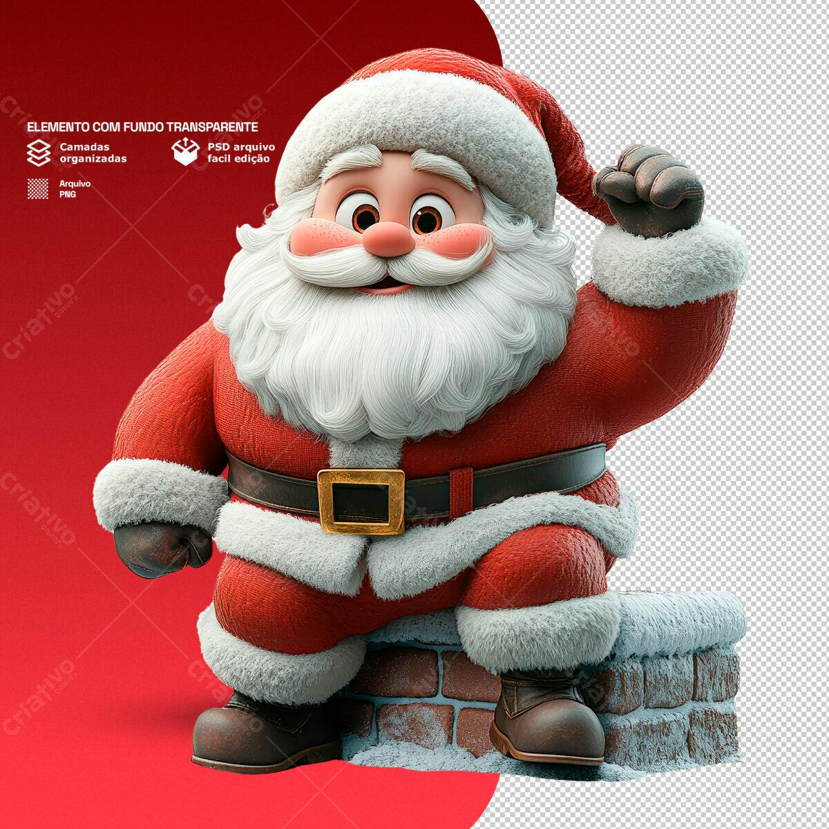 Personagem Papai Noel Natal PSD Editável