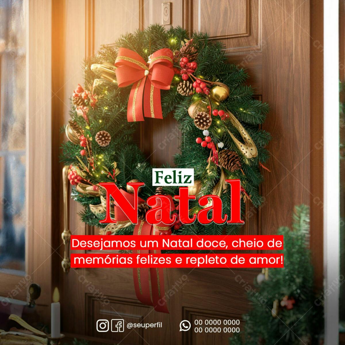 Postagem de Natal com Coroa PSD Editável