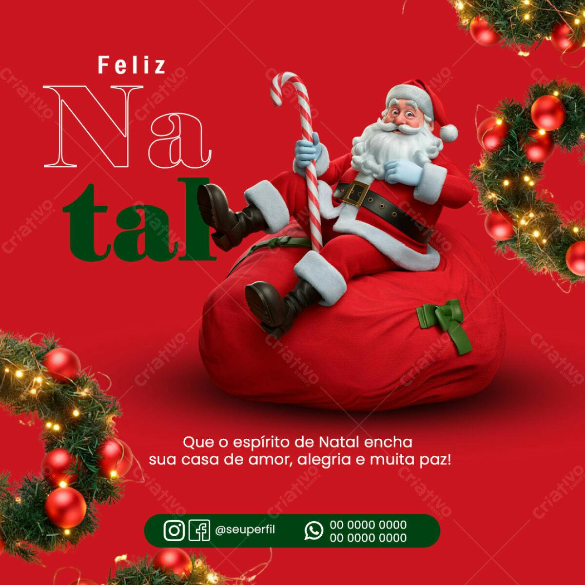 Postagem Natalina Papai Noel PSD Editável