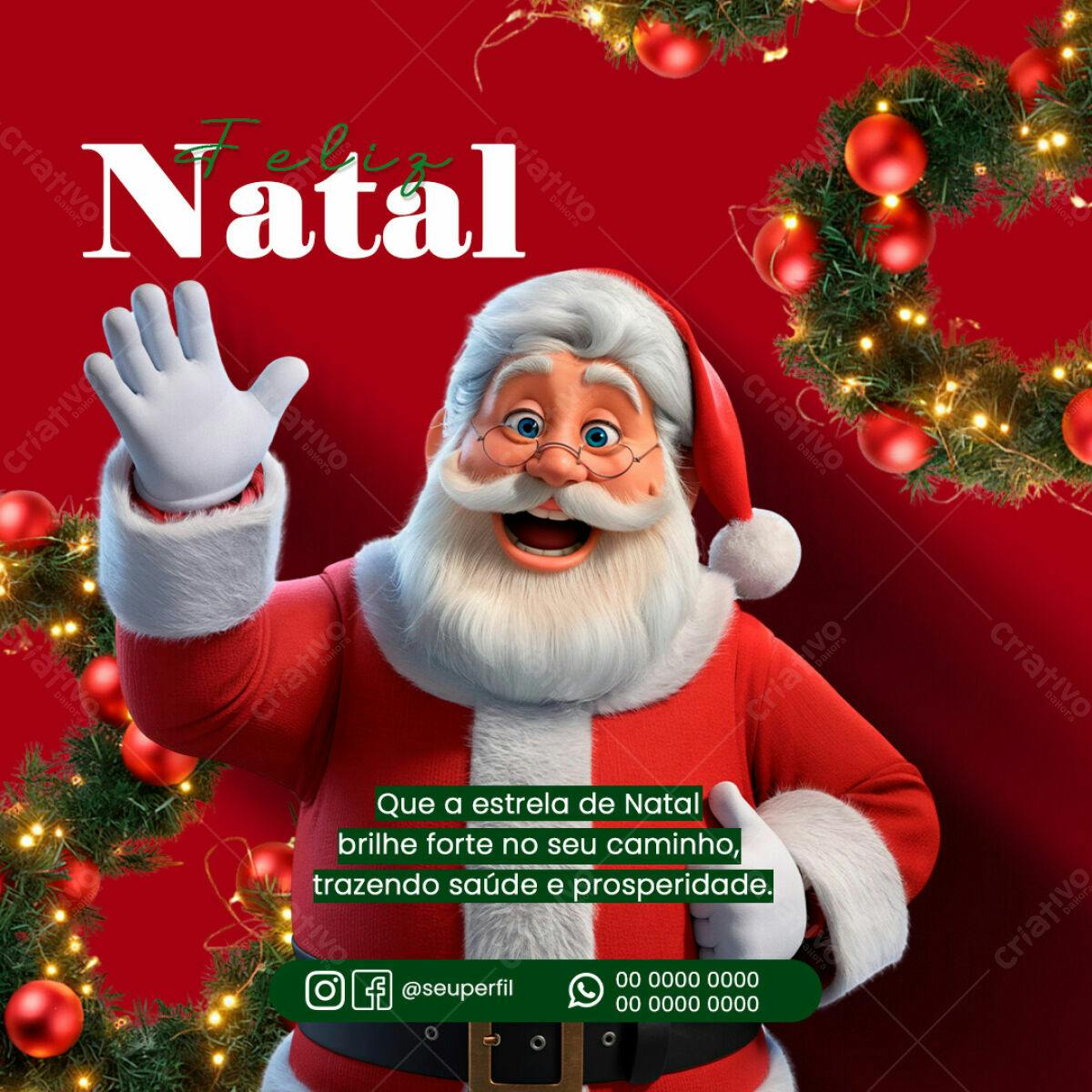 Postagem de Natal com Papai Noel PSD Editável