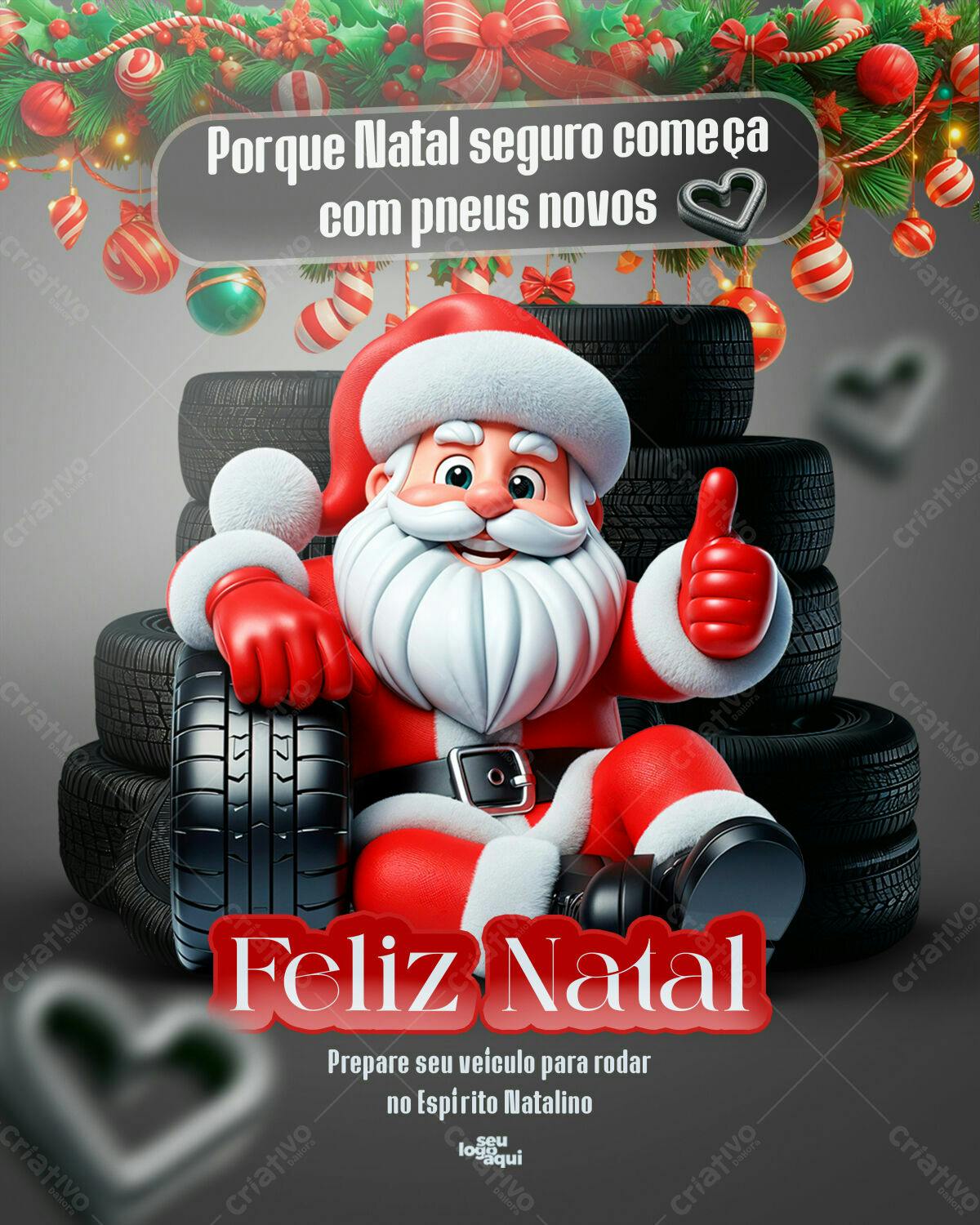 Flyer Natal Seguro com Pneus Novos PSD Editável