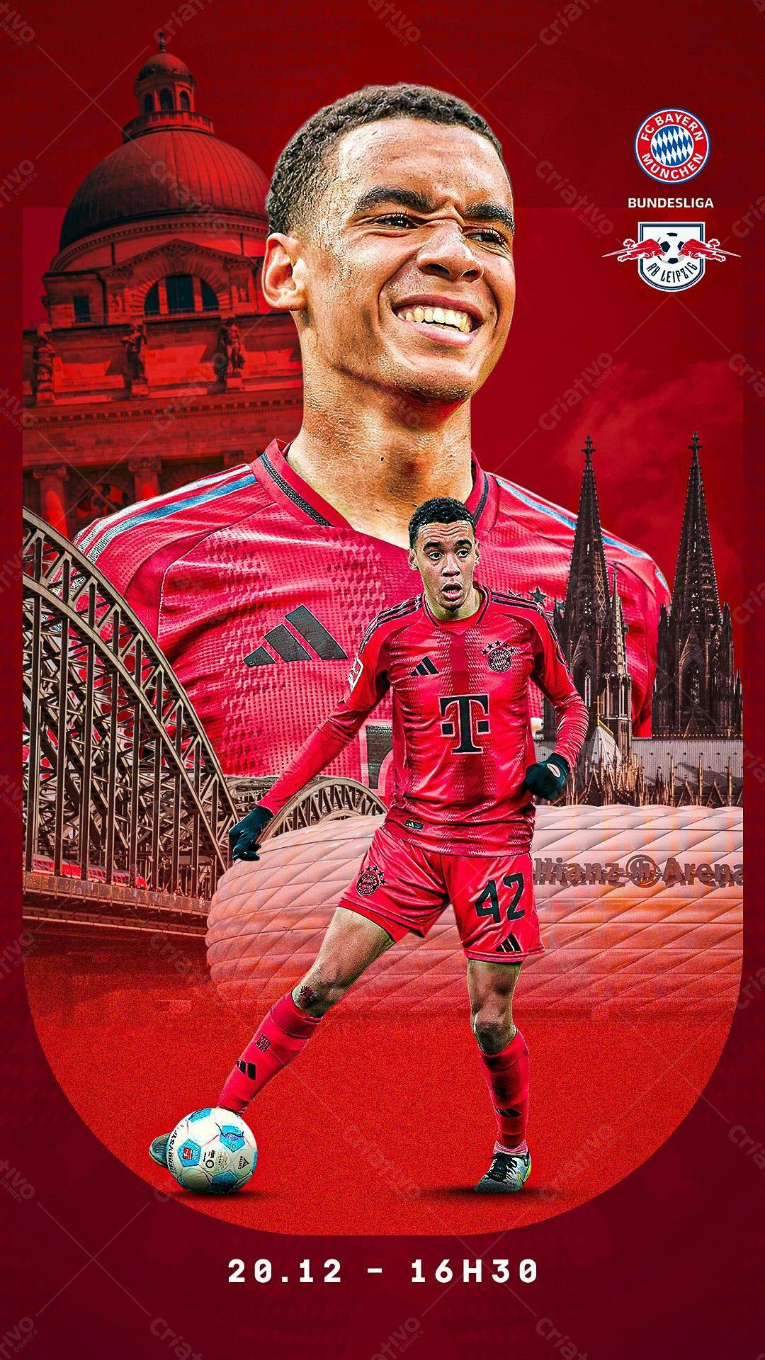 Poster Futebol Bayern x Leipzig PSD Editável