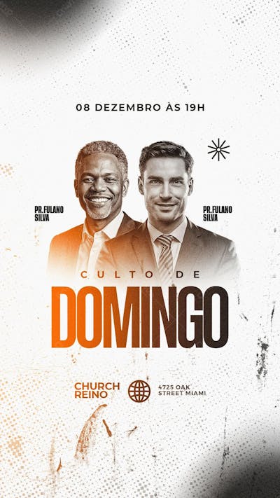 Flyer Culto De Domingo Clean Story Psd