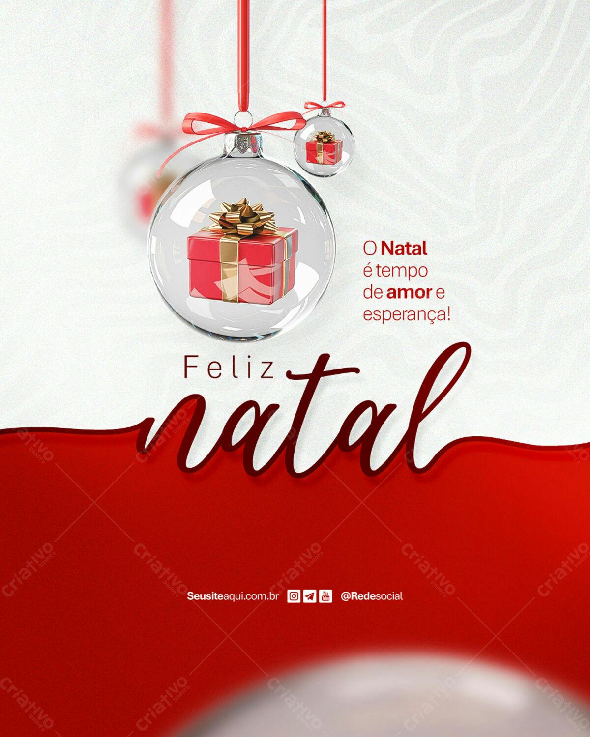 Postagem Natalina com Ornamentos PSD Editável