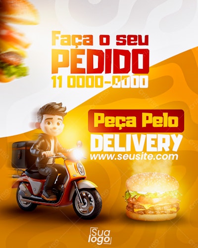 Flyer Delivery de Hambúrguer PSD Editável