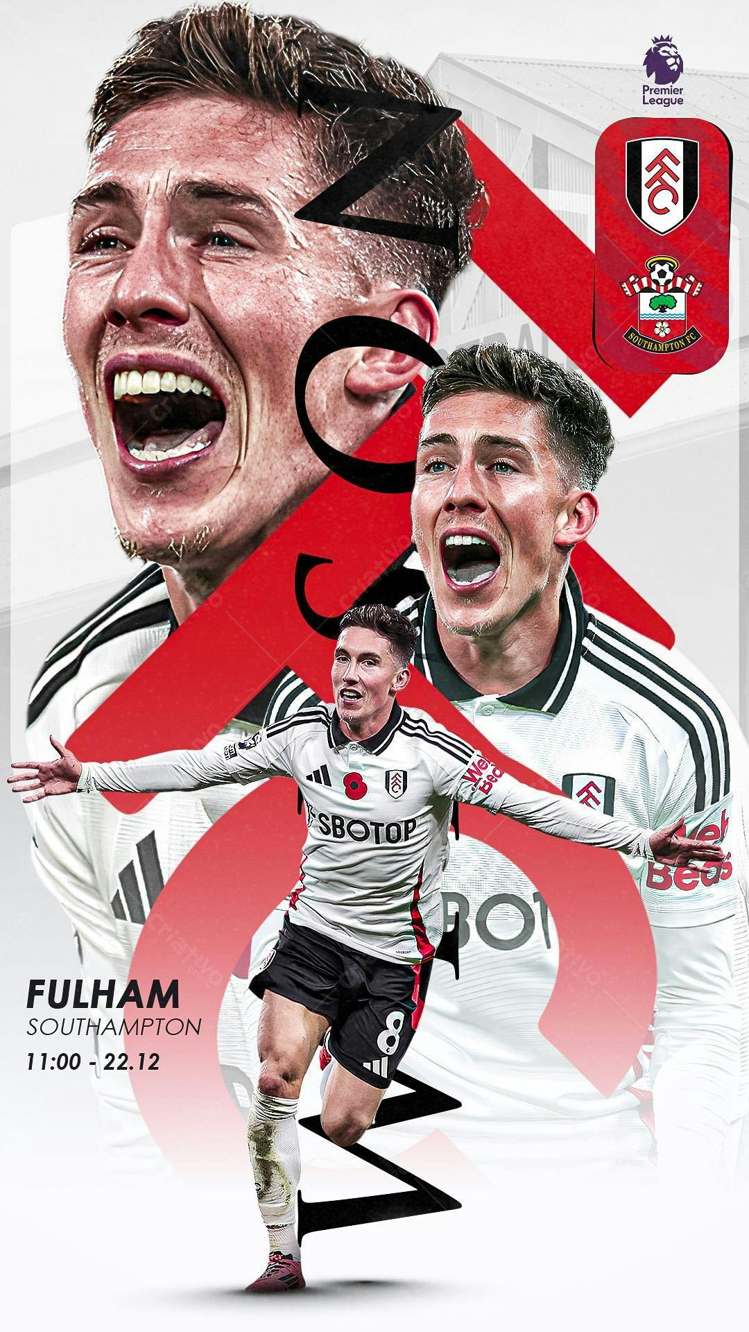 Flyer Futebol Fulham x Southampton PSD Editável