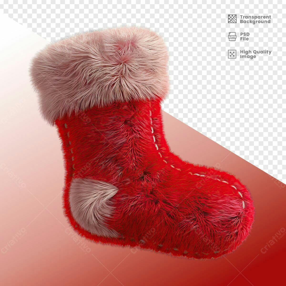 Meia de Natal Vermelha e Rosa PSD Editável