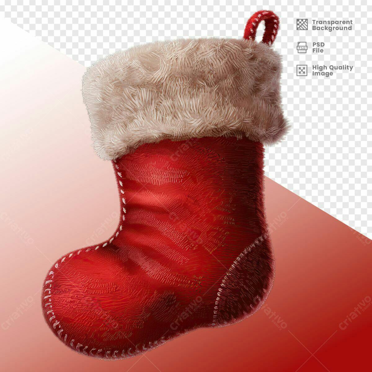 Meia de Natal Vermelha PSD Editável