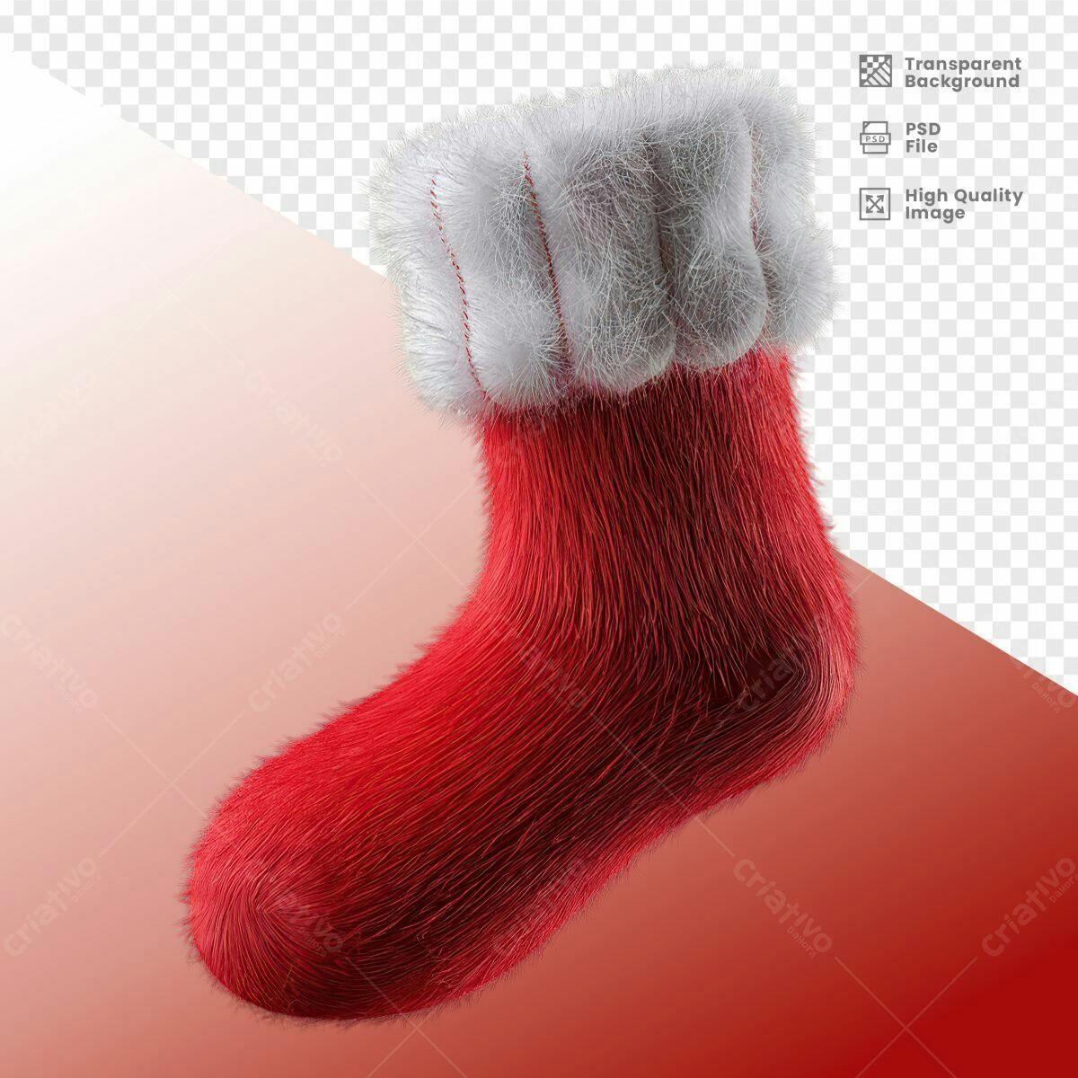 Meia de Natal Vermelha PSD Editável