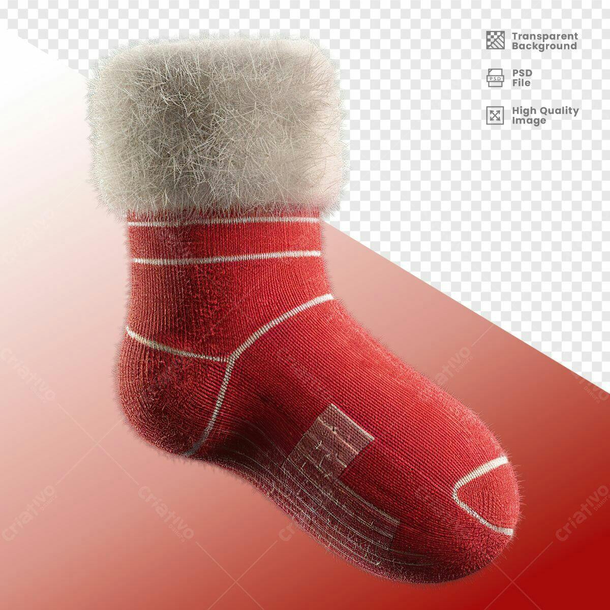 Meia de Natal Vermelha PSD Editável