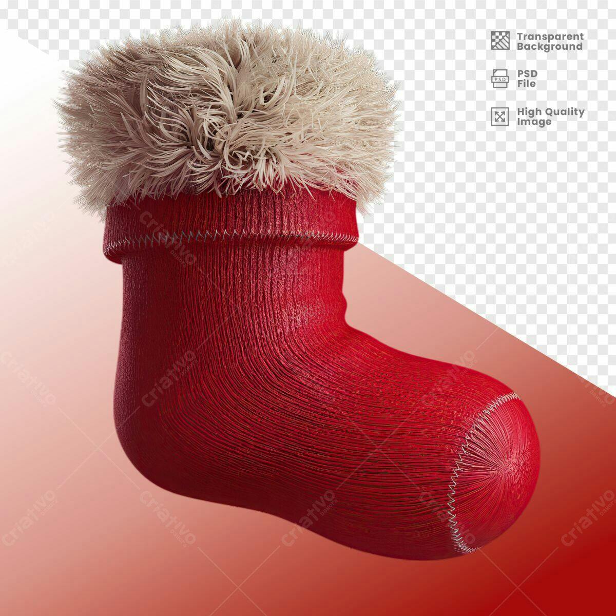 Meia de Natal Vermelha PSD Editável