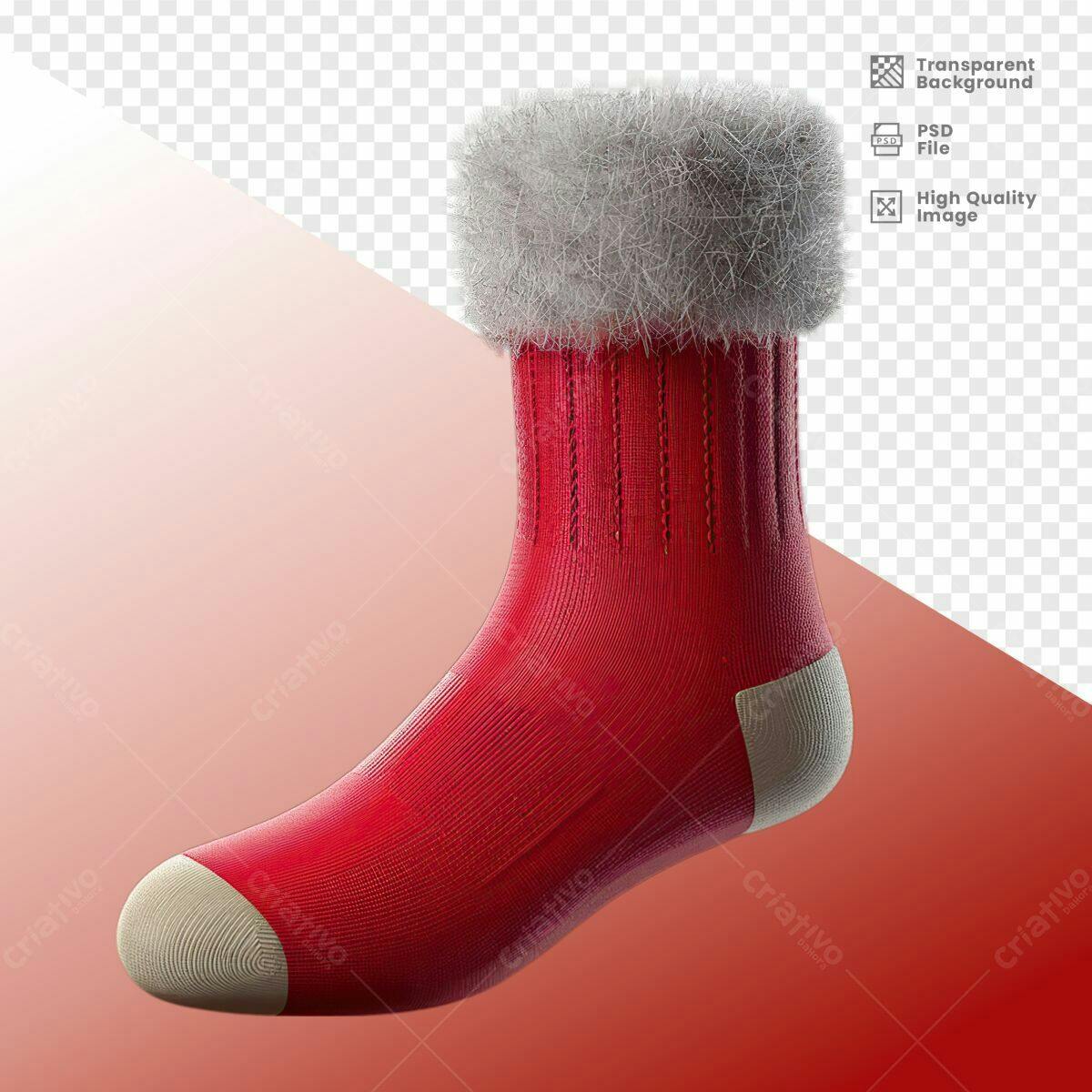 Meia de Natal Vermelha PSD Editável