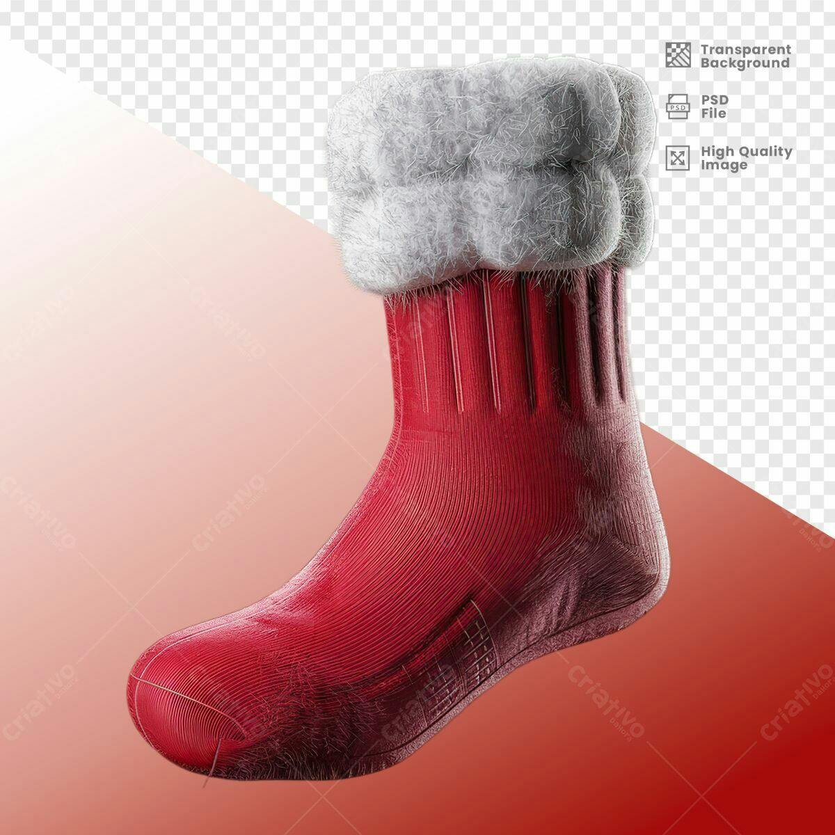 Meia de Natal Vermelha PSD Editável