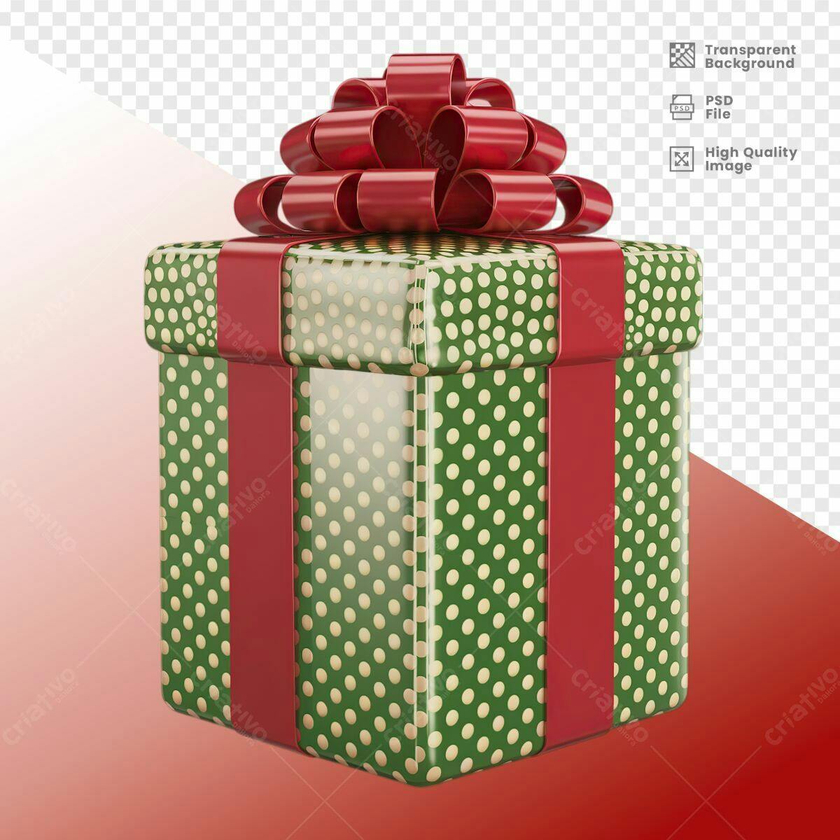 Embalagem de Presente Natalina Verde e Vermelho PSD Editável