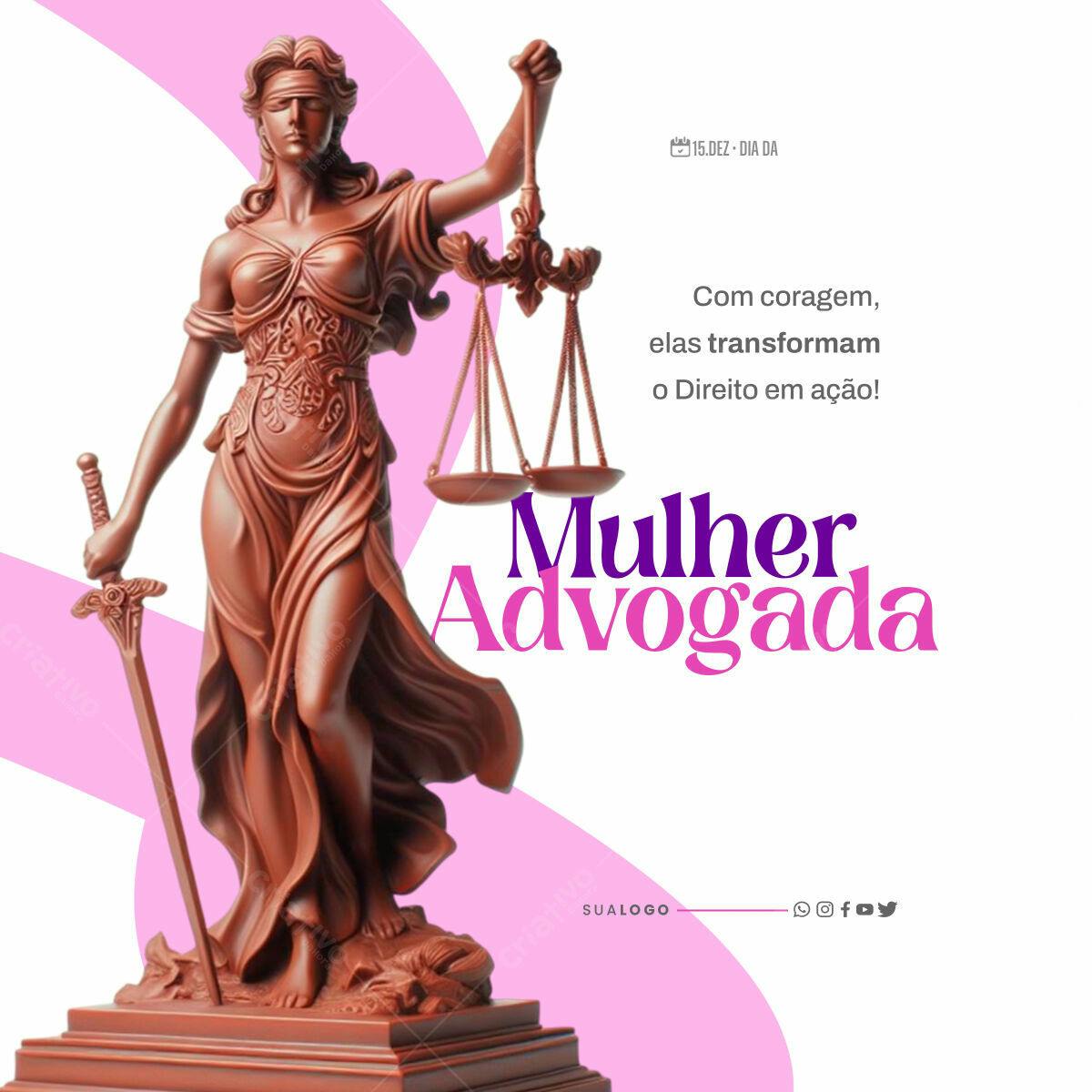 Post para Dia da Mulher Advogada PSD Editável