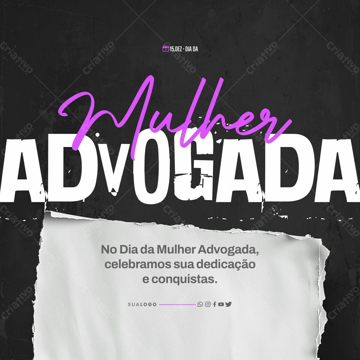 Post para o Dia da Mulher Advogada PSD Editável