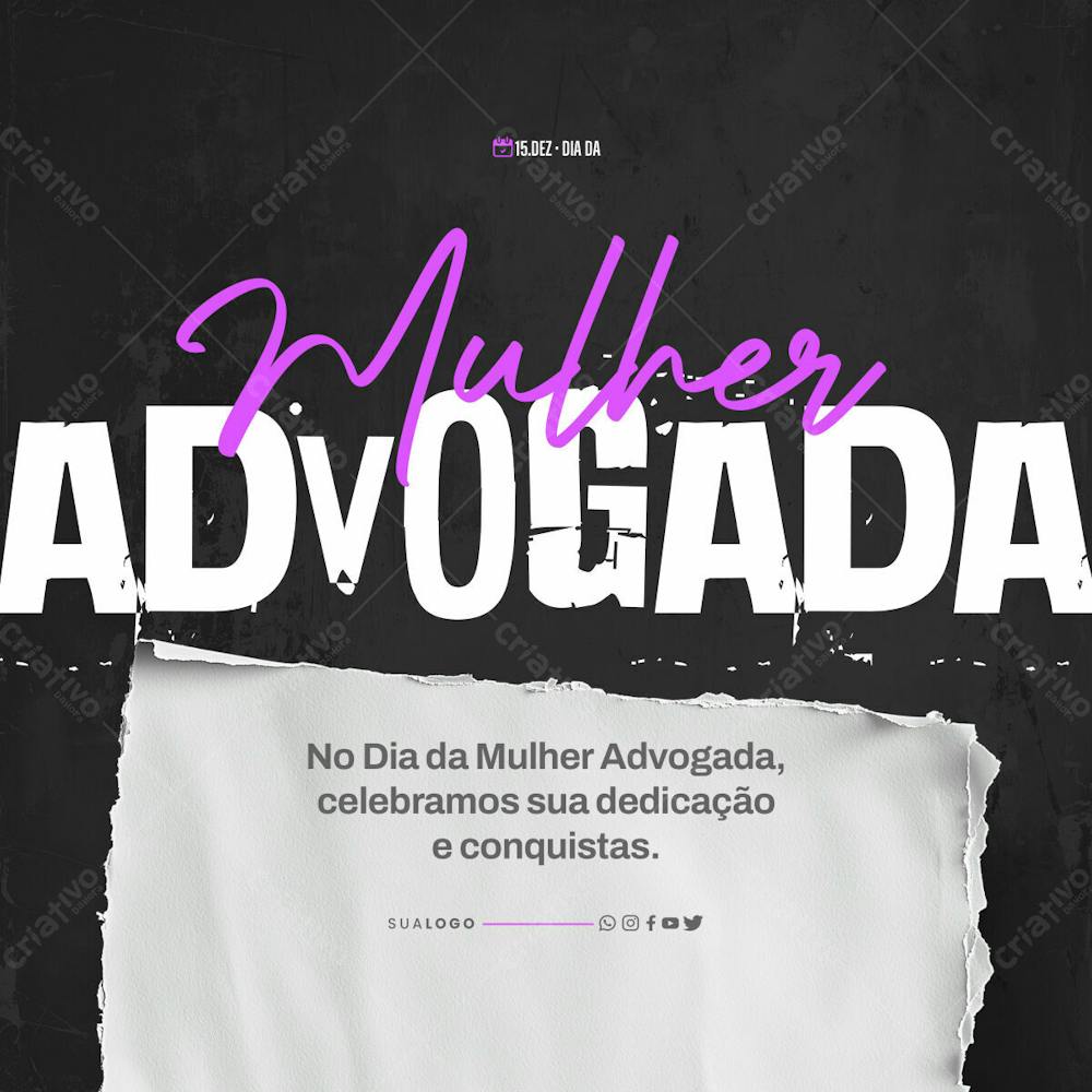 Social Media Dia Da Mulher Advogada 15 De Dezembro