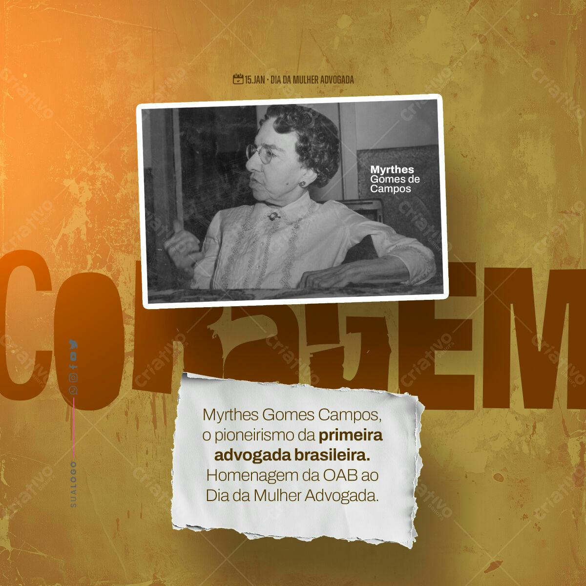 Post para Dia da Mulher Advogada PSD Editável