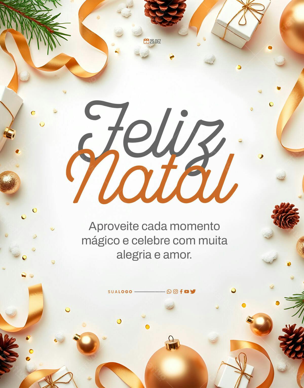Flyer Natalino com Detalhes Dourados PSD Editável