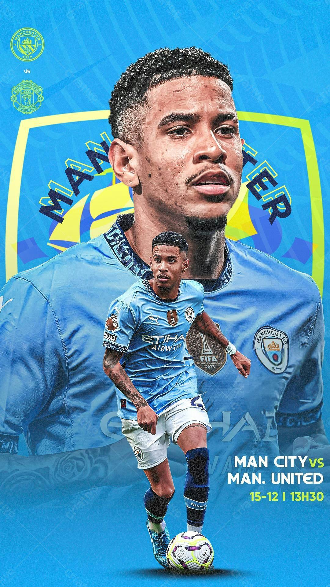 Flyer Manchester City x Manchester United PSD Editável