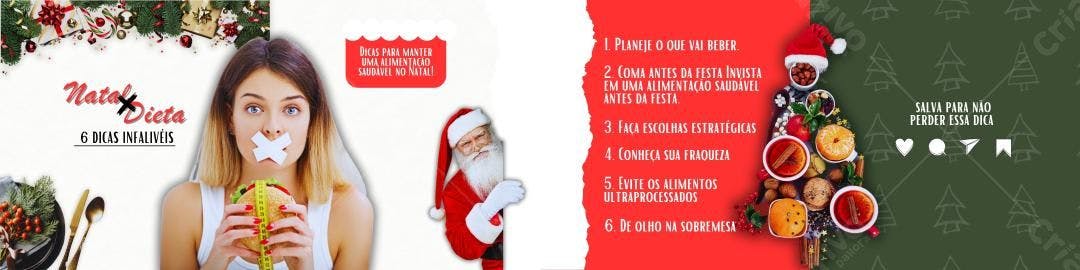 Post Instagram Natal sem culpa 6 dicas infalíveis Editável no Canva