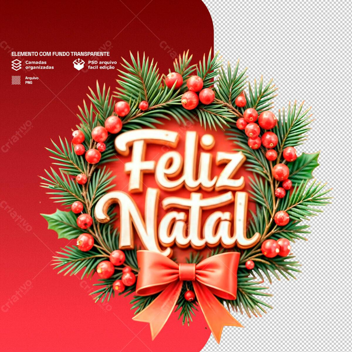 Arte Natalina Feliz Natal PSD Editável