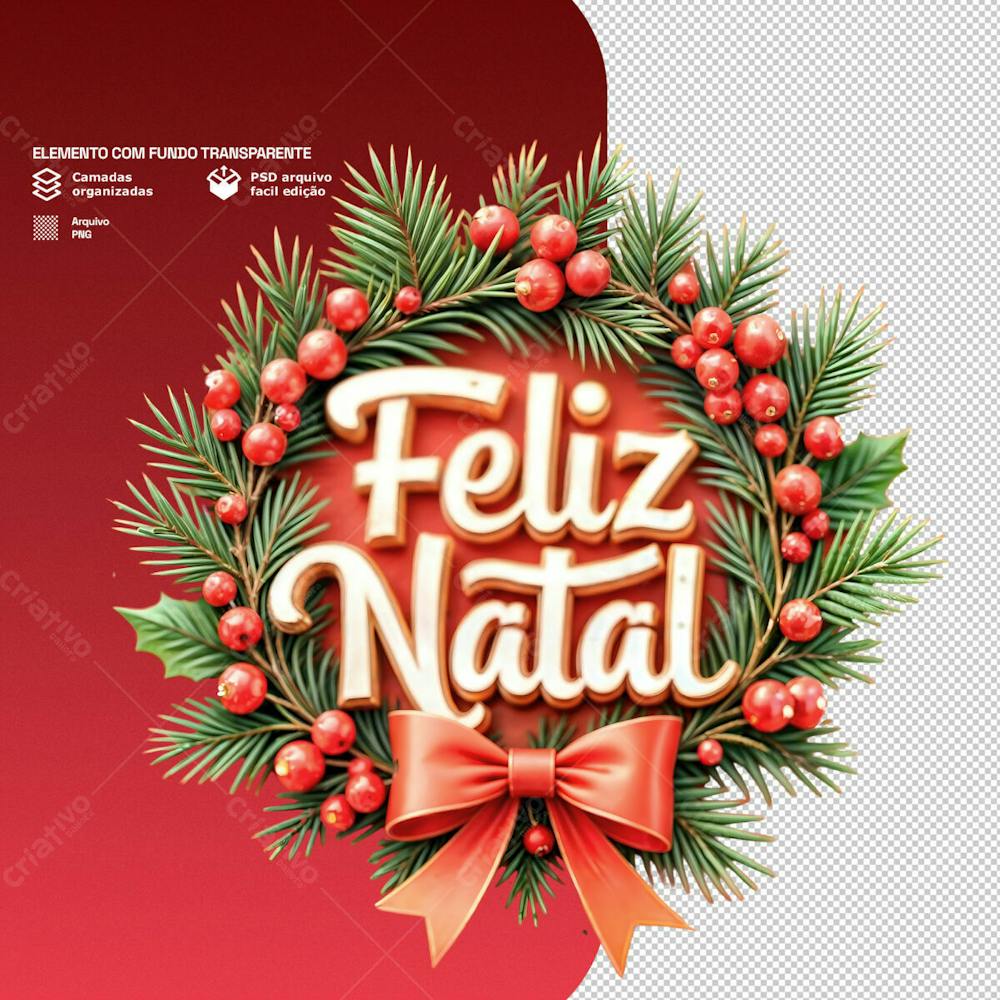 Selo 3D De Natal Com A Frase Feliz Natal Png Transparente