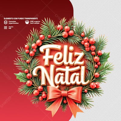 Selo 3D De Natal Com A Frase Feliz Natal Png Transparente