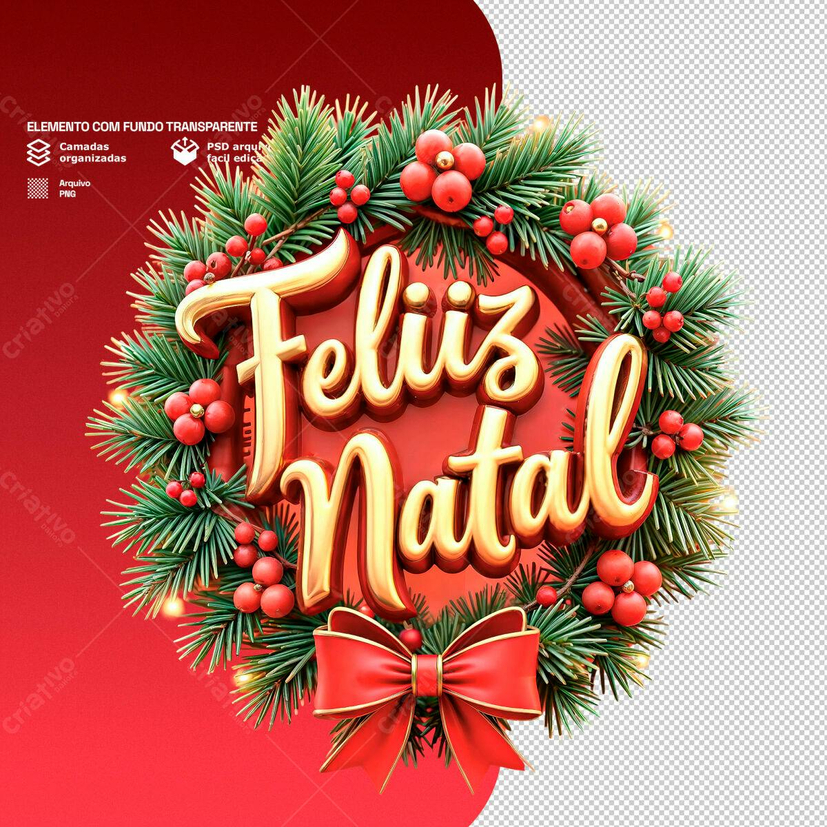 Arte Natalina Feliz Natal PSD Editável
