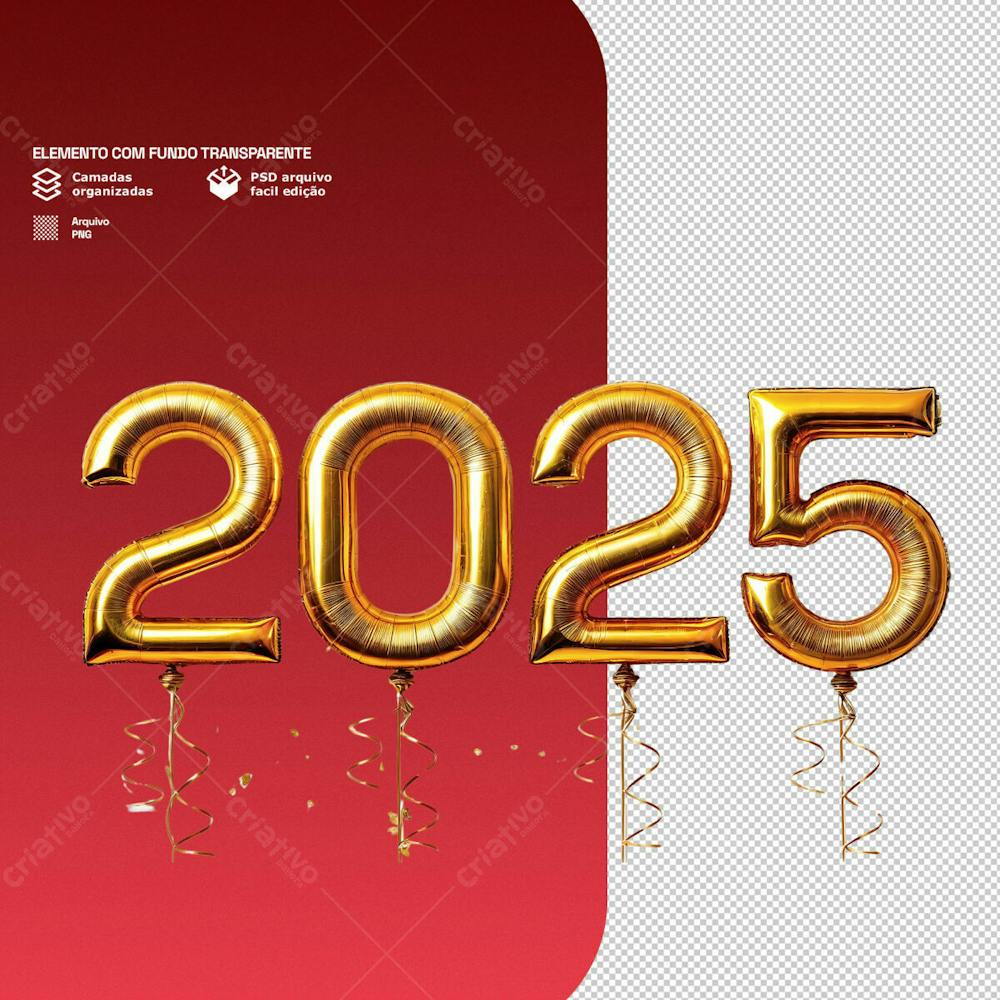 Selo 3D Com Numeros 2025 Png Transparente