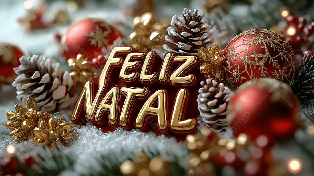 Feliz Natal decoração vermelha e dourada
