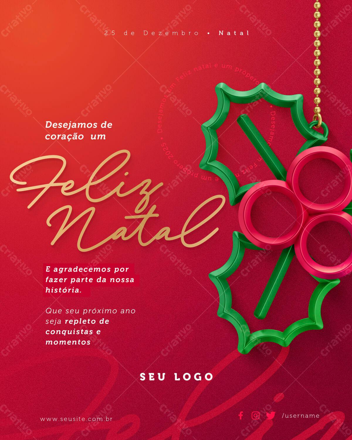 Post para Boas Festas Natal PSD Editável