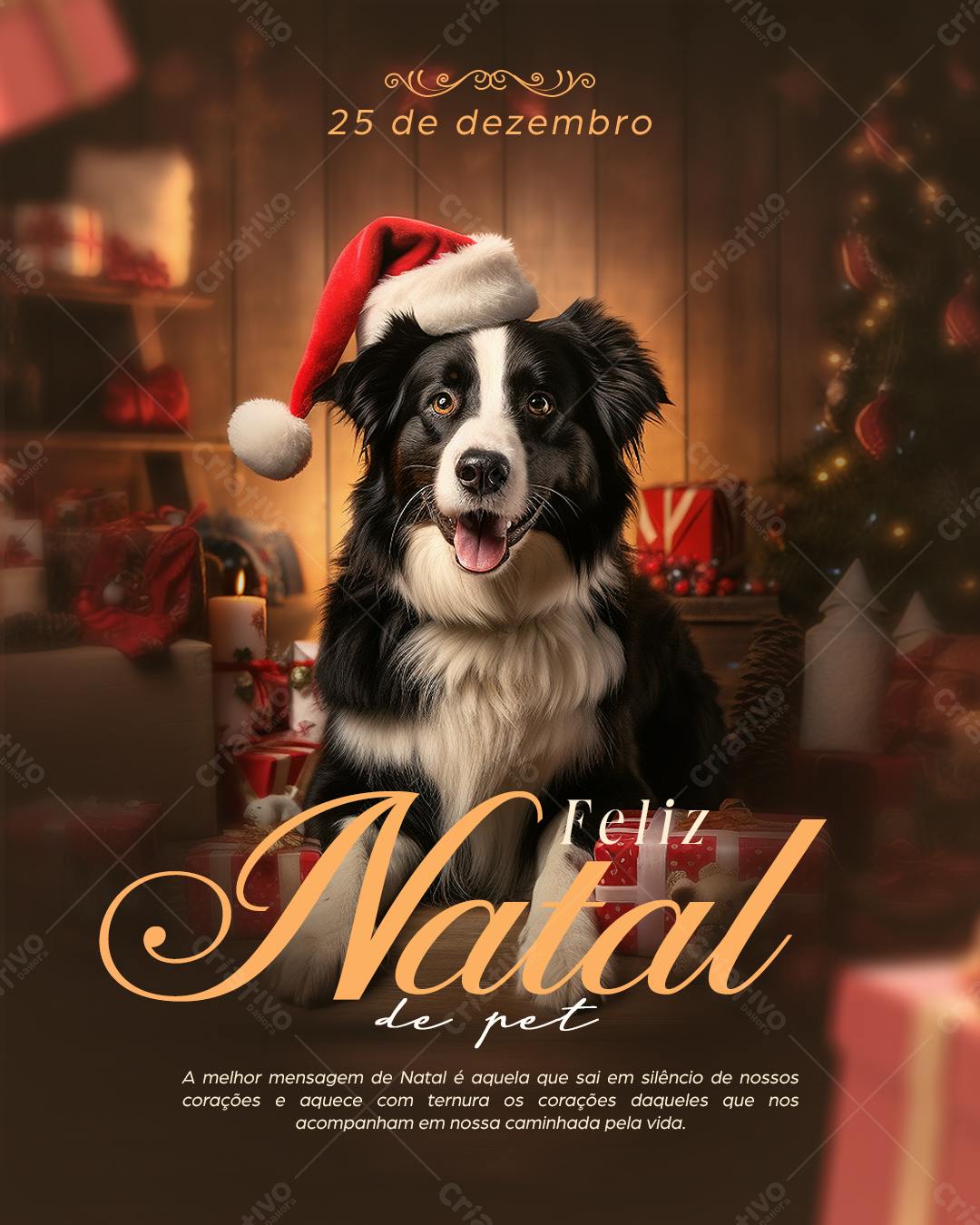 Flyer Natal com Cachorro Border Collie PSD Editável