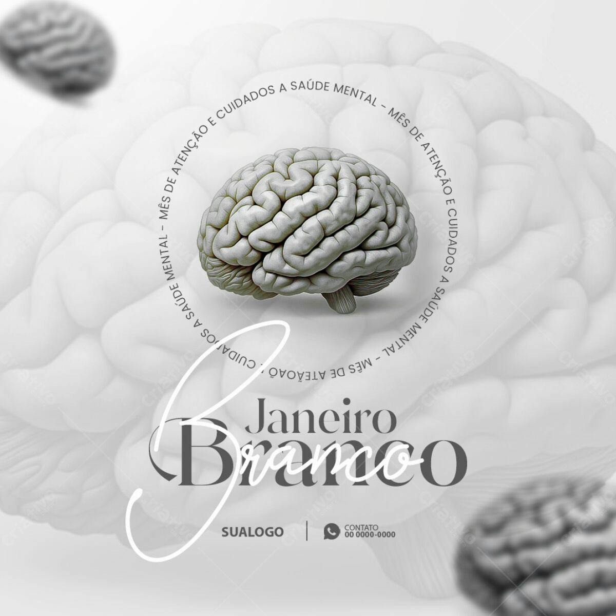 Flyer Janeiro Branco Saúde Mental PSD Editável
