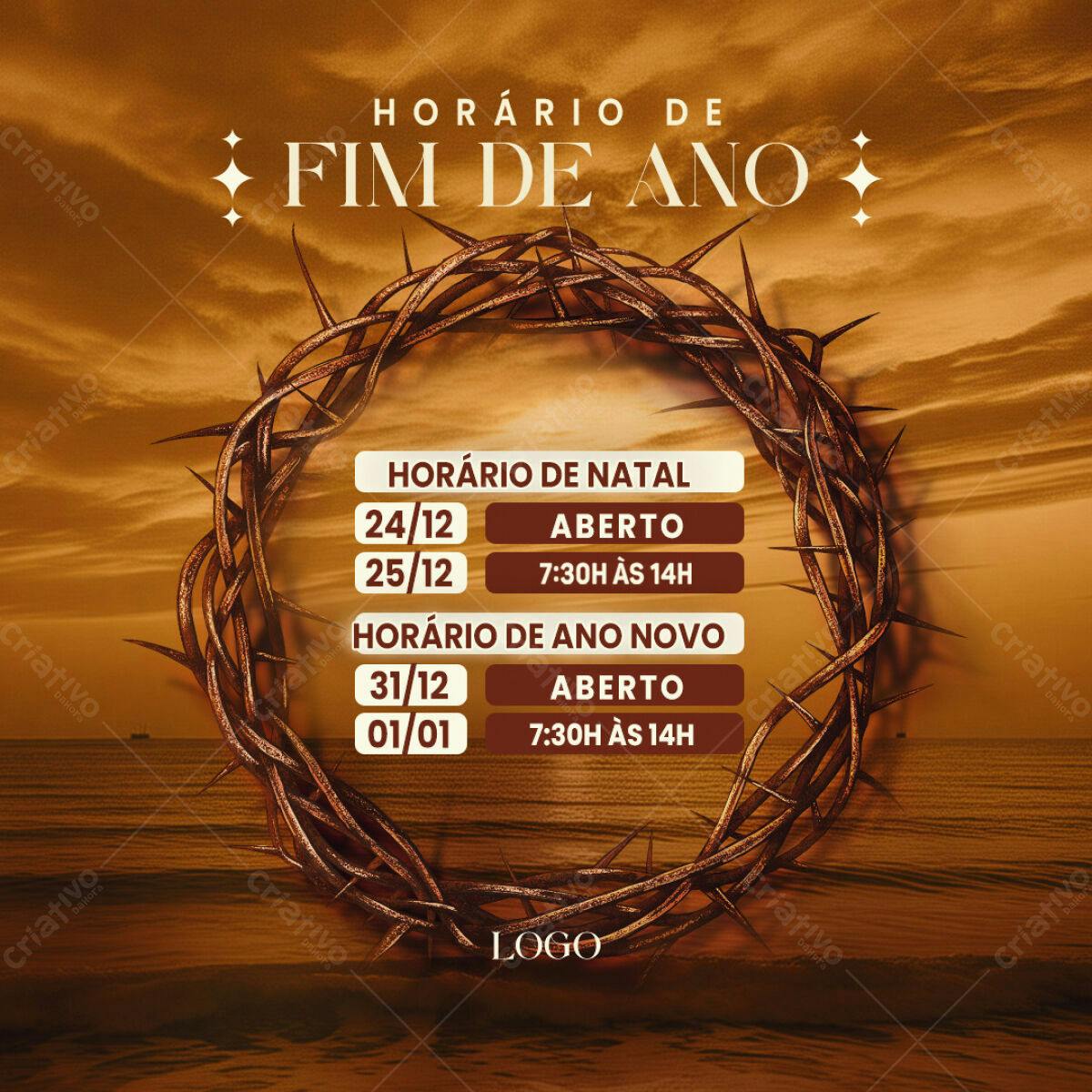 Flyer Horário Fim de Ano PSD Editável