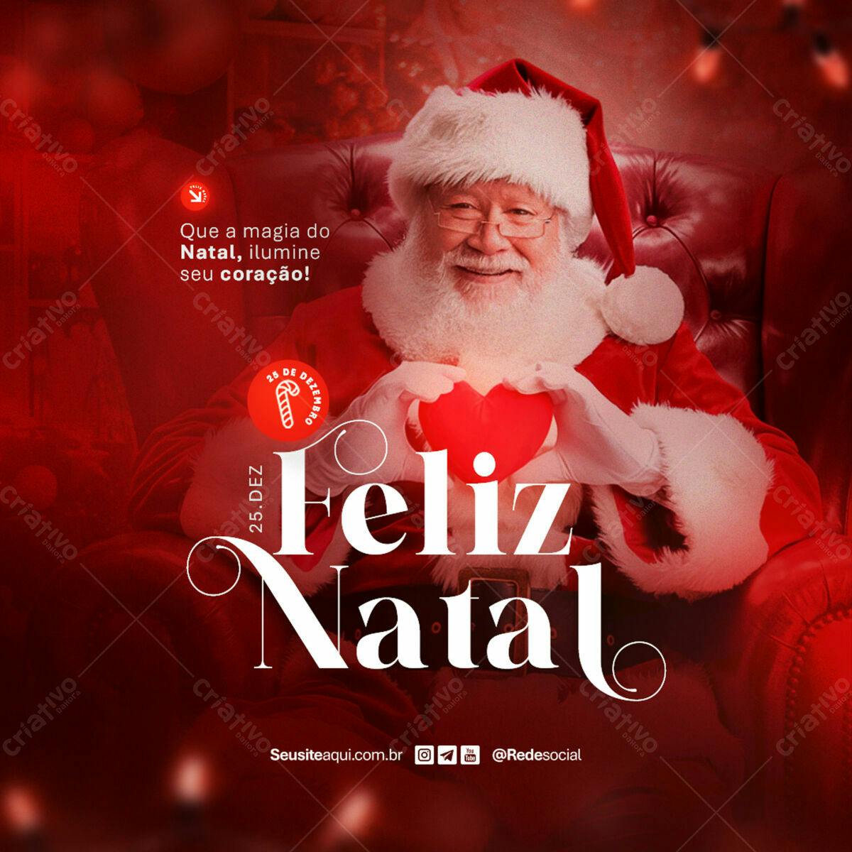 Postagem de Natal com Papai Noel PSD Editável