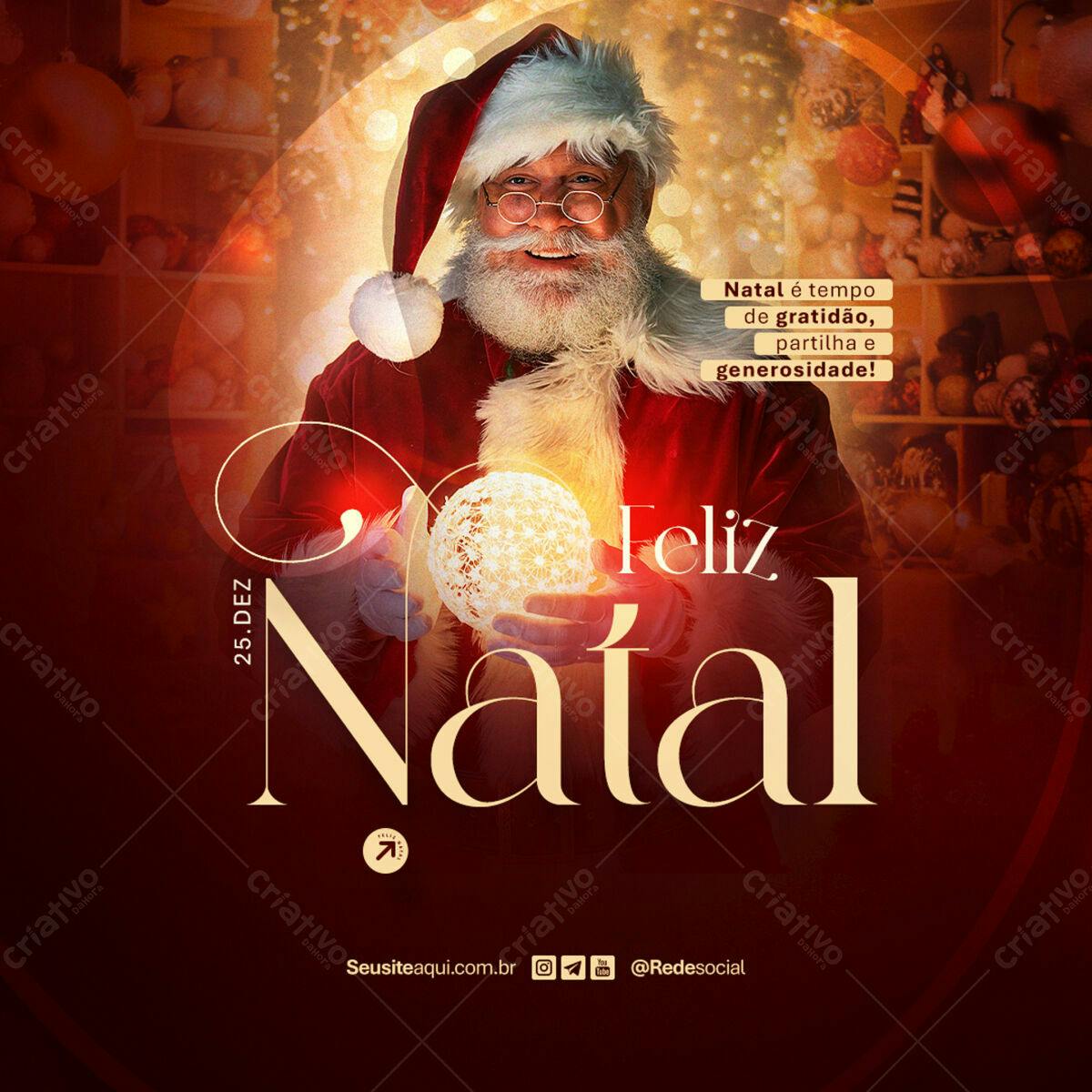 Flyer de Natal com Papai Noel PSD Editável