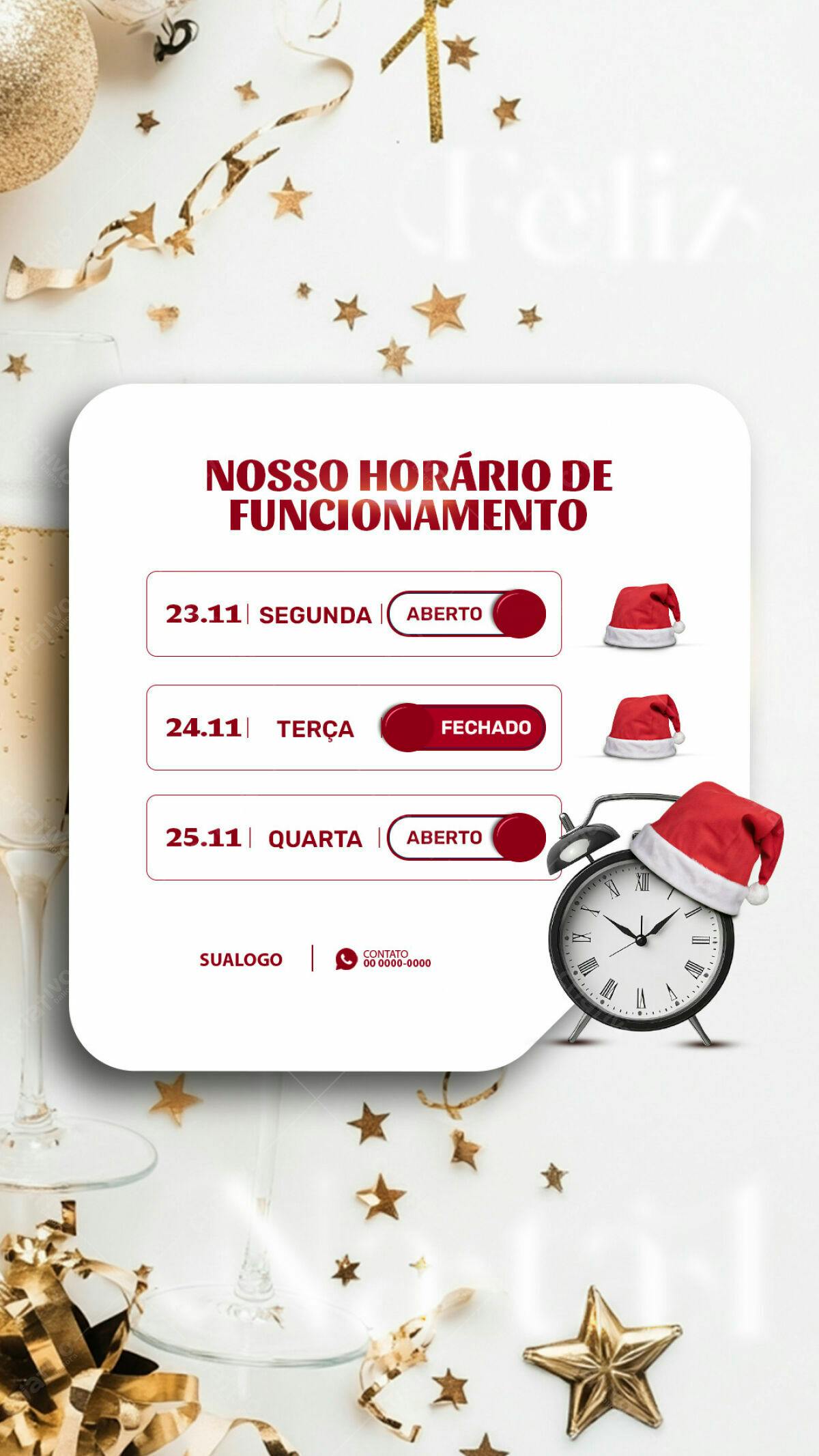 Post de Horário de Funcionamento Natalino PSD Editável