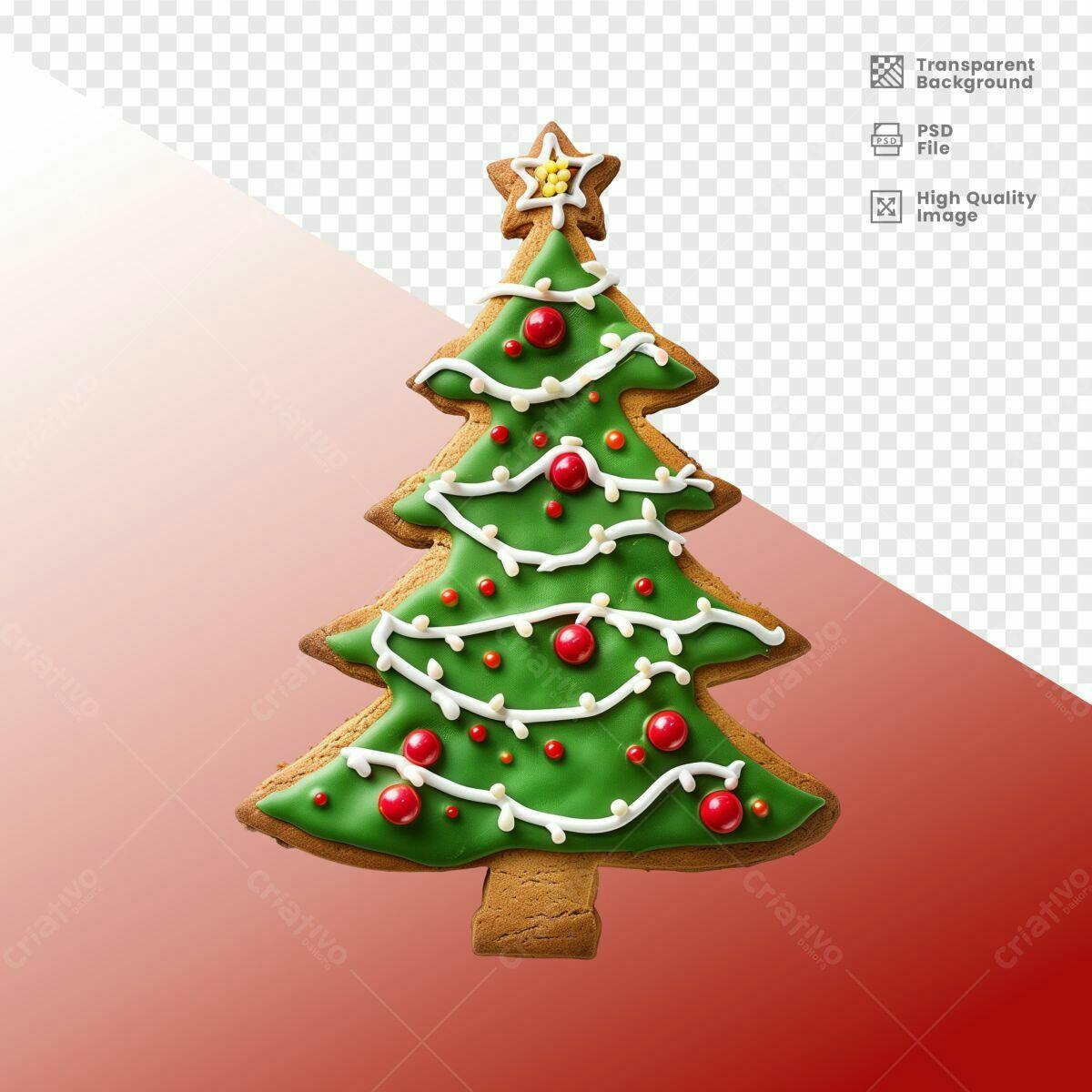 Biscoito de Natal Formato Árvore PSD Editável