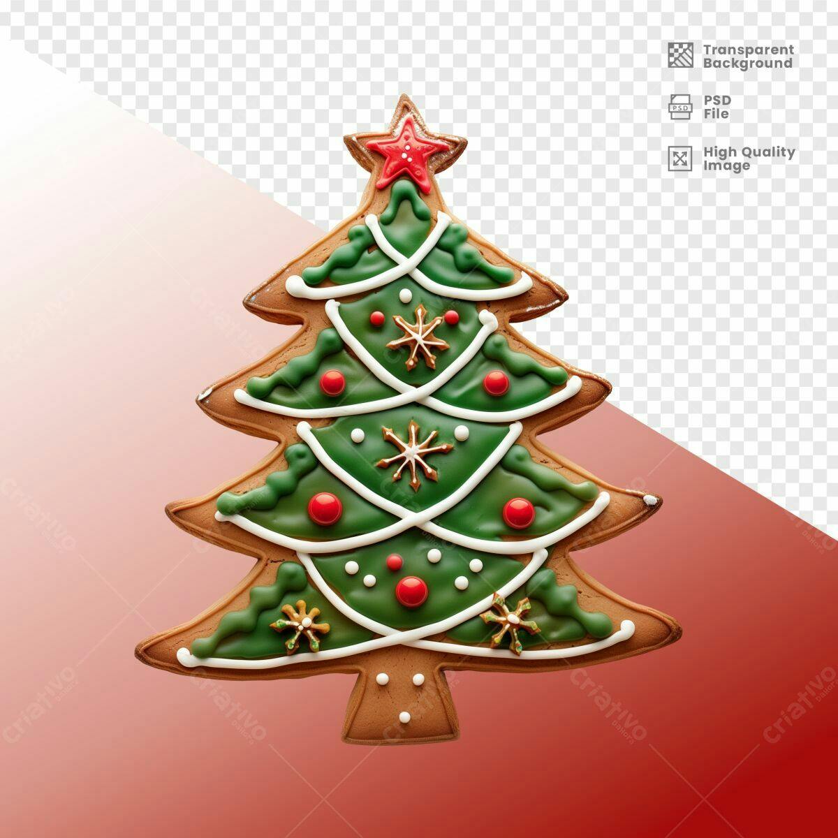 Biscoito de Natal em Formato de Árvore PSD Editável