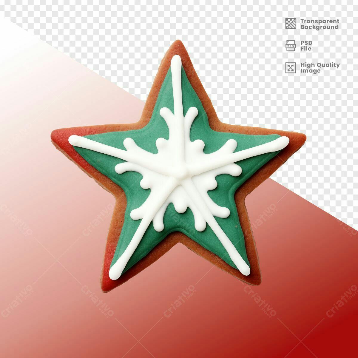Biscoito Natalino em Formato de Estrela PSD Editável