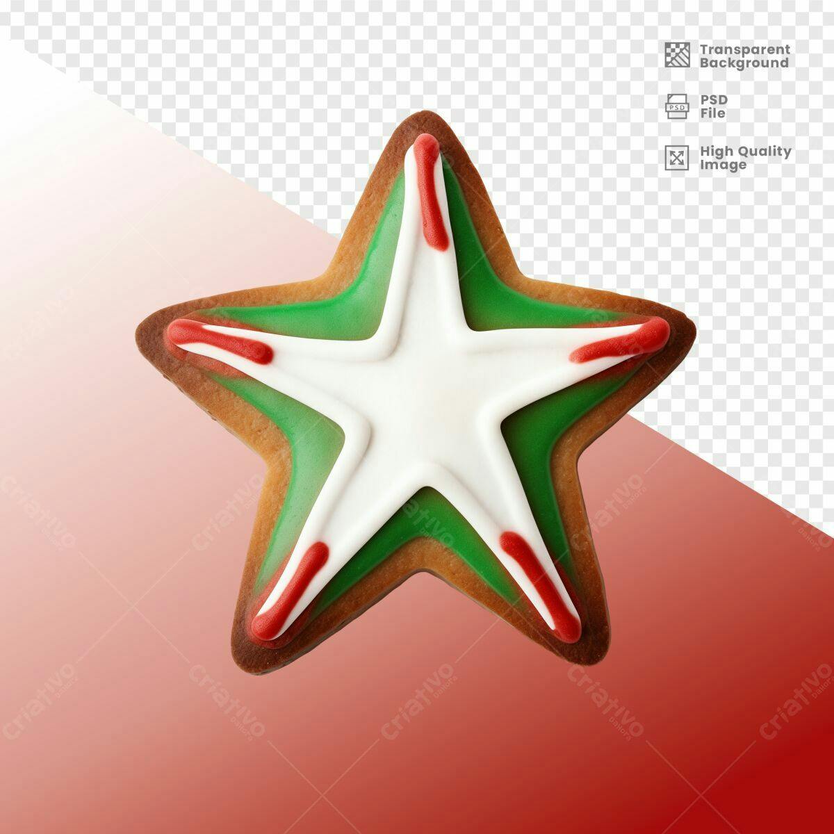 Biscoito de Natal em Formato de Estrela PSD Editável