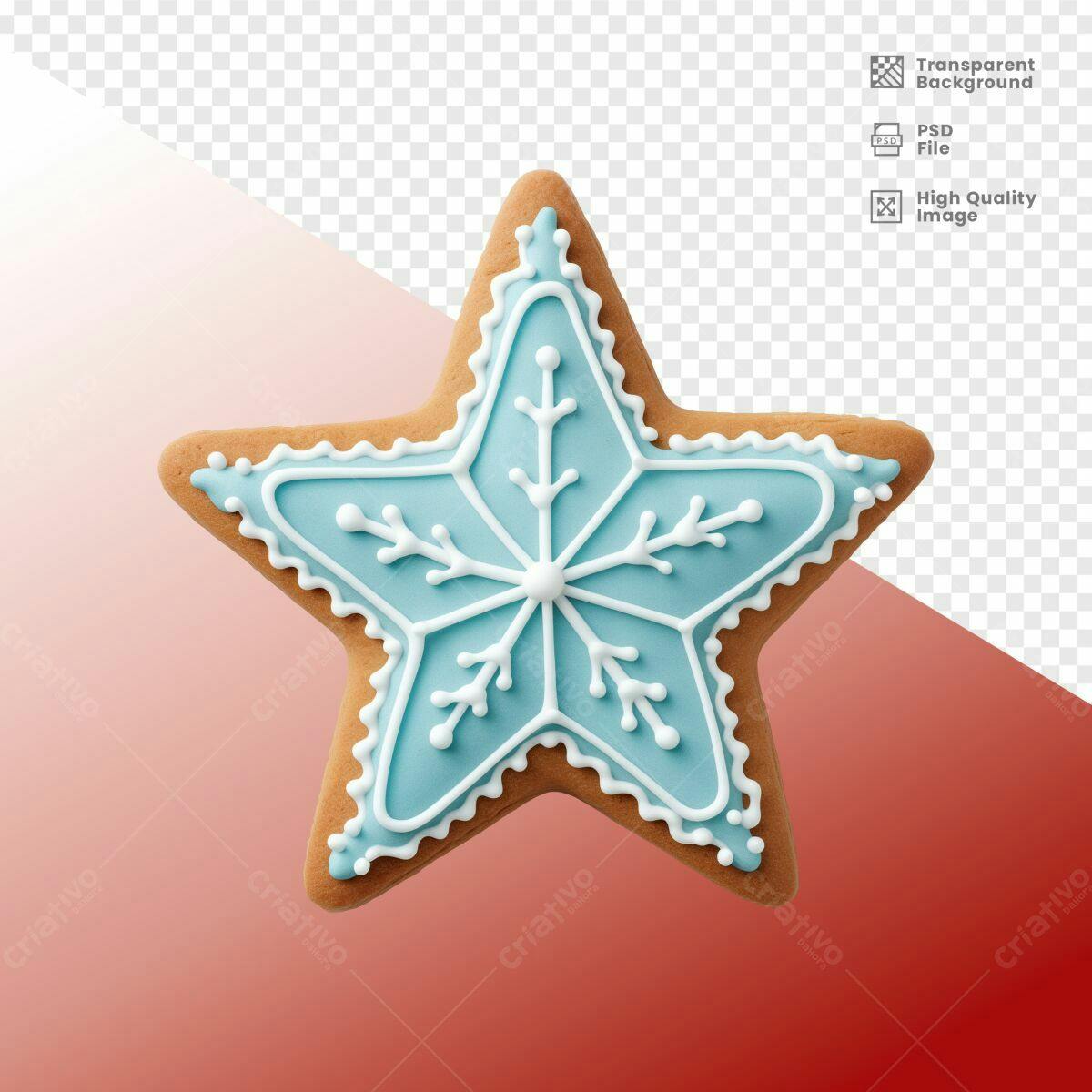 Biscoito de Natal em formato de Estrela PSD Editável