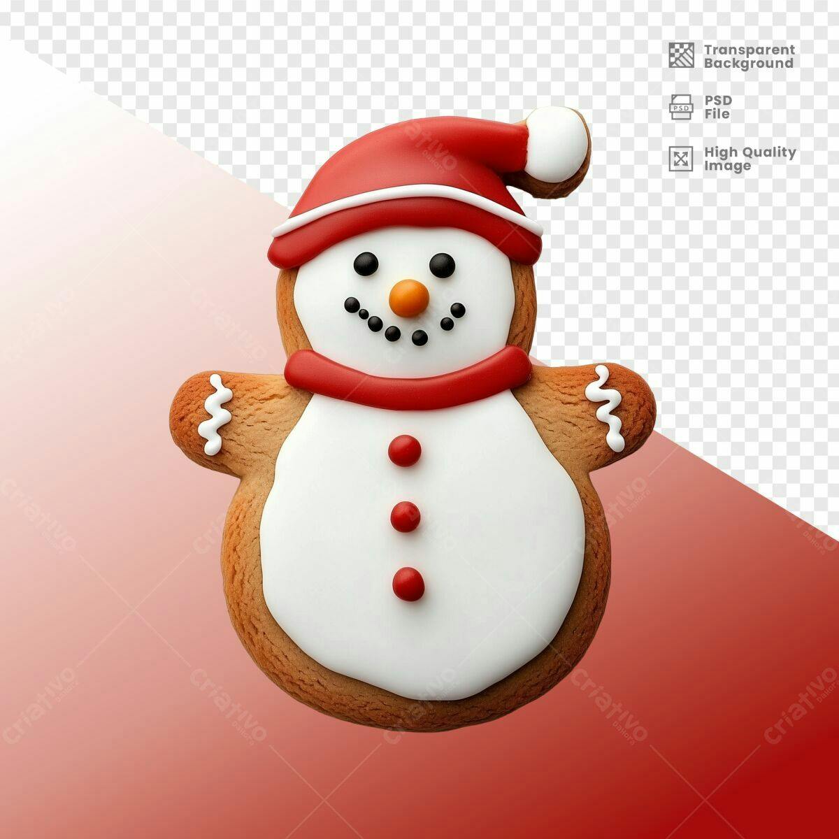 Biscoito Boneco de Neve Natalino PSD Editável