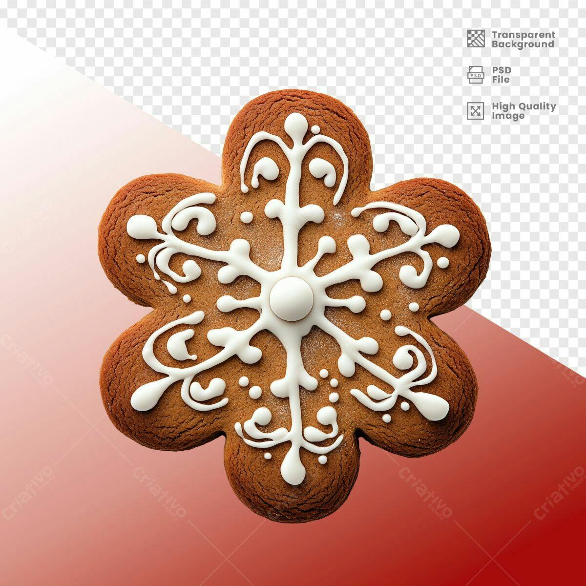 Biscoito de Natal em Formato de Floco de Neve PSD Editável