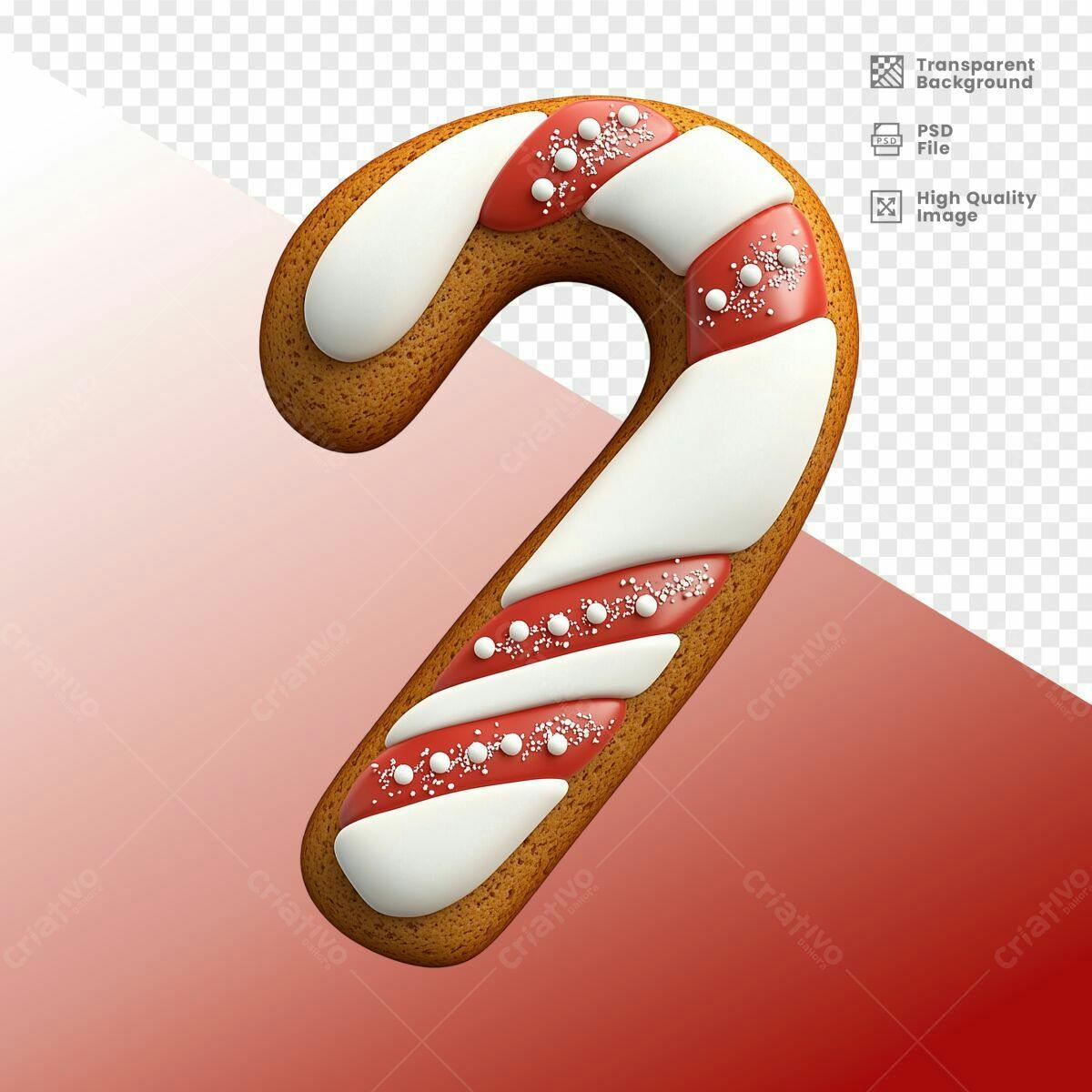 Imagem de Bastão de Natal PSD Editável